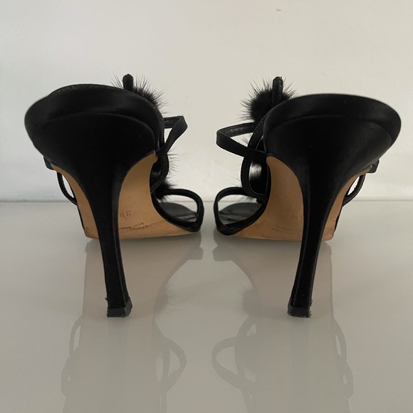 Manolo Blahnik Black Heels with Mink Balls - Picture 3 of 9